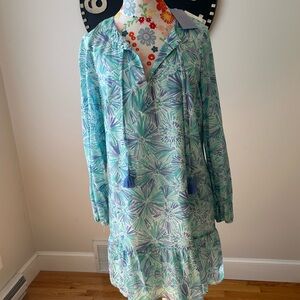 Sail to Sable Teal and White Long Sleeve Dress